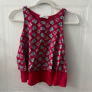 Abercrombie Kids Floral Chiffon Hem Tank Top Size Large 14 Pink Blue yellow